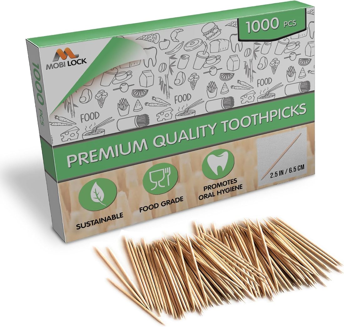 Mobi Lock Bamboo Toothpicks — Double Pointed
