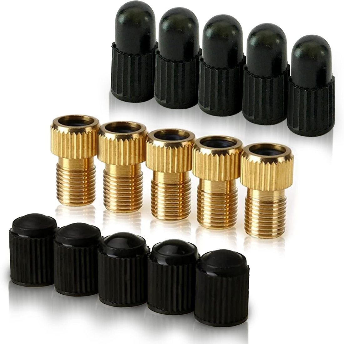 Mobi Lock Presta to Schrader Adapters — Brass